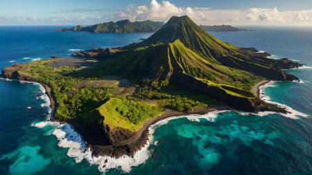 Aerial view of volcano Agung in Bali island, Indonesiaの写真素材
