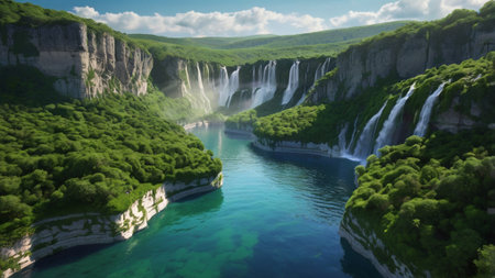 Plitvice Lakes National Park in Croatia. Panoramic viewの写真素材