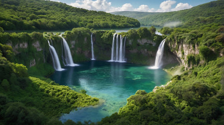 Plitvice Lakes National Park, Croatia. Panoramic viewの写真素材