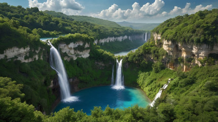 Waterfall in Plitvice Lakes National Park,Croatiaの写真素材