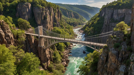 Panoramic view of the Hochschwab Bridge in Germanyの写真素材