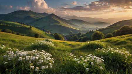 Beautiful summer landscape in the Carpathian Mountains, Ukraine.の写真素材