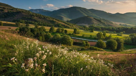 Beautiful summer landscape in the Carpathian Mountains, Ukraine.の写真素材