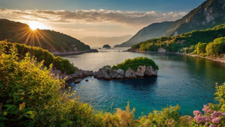 Panoramic view of the Adriatic seaの写真素材