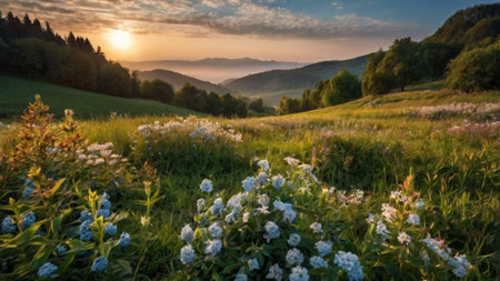 Beautiful summer landscape in the Carpathian Mountains, Ukraine.の写真素材
