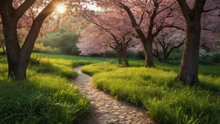 Cherry blossoms in full bloom in the spring, Japan.の写真素材