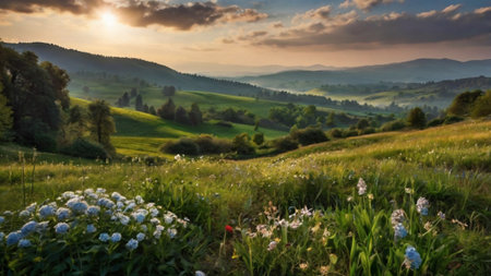 Beautiful summer landscape in the Carpathian Mountains, Ukraine.の写真素材