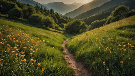 Beautiful summer landscape in the Carpathian Mountains, Ukraine.の写真素材
