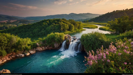 Waterfall in the mountains of Bosnia and Herzegovina.の写真素材
