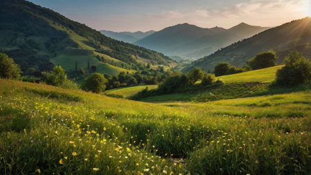 Beautiful summer landscape in the Carpathian Mountains, Ukraine.の写真素材