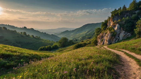Beautiful summer landscape in the Carpathian Mountains, Ukraine.の写真素材