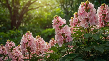 Pink azalea flowers in the garden. Beautiful pink azalea flowers.の写真素材