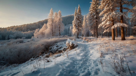 Beautiful winter landscape in the Carpathian mountains, Ukraine.の写真素材