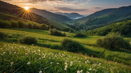 Beautiful summer landscape in the Carpathian Mountains, Ukraine.の写真素材