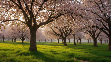 Cherry blossoms in full bloom in Washington DC, USA.の写真素材