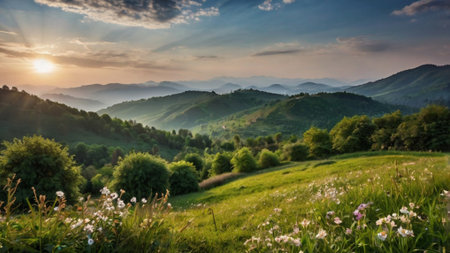 Beautiful summer landscape in the Carpathian Mountains, Ukraine.の写真素材