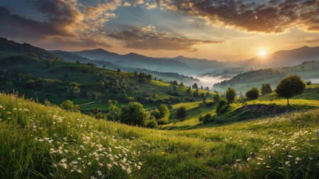 Beautiful summer landscape in the Carpathian mountains, Ukraine.