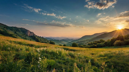 beautiful summer landscape in the Carpathian Mountains, Ukraine.の写真素材