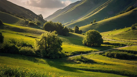 Beautiful rural landscape in the Carpathian Mountains, Ukraine.