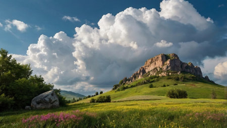 Beautiful summer landscape in the Carpathian mountains, Ukraine.の写真素材