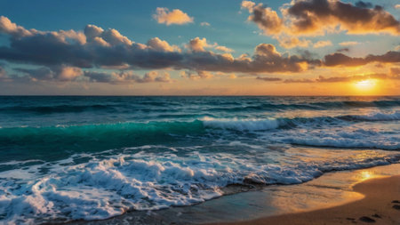 Beautiful sunset on the beach of the Caribbean sea, Dominican Republicの写真素材