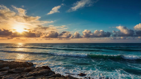 Beautiful seascape at sunset. Seascape with sea and sky.の写真素材