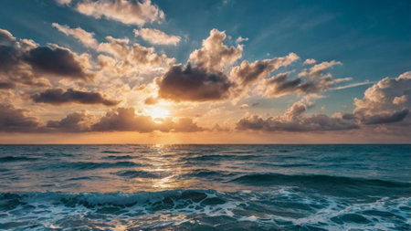 Beautiful sunset over the sea. Seascape. Panoramaの写真素材