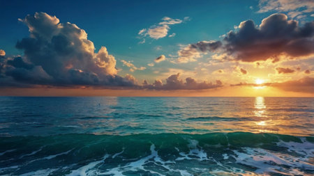 Beautiful sunset over the sea. Seascape. Nature composition.の写真素材