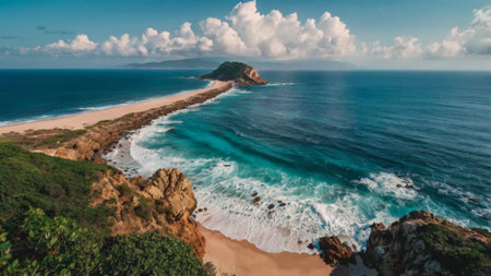 Aerial view of beautiful tropical beachの写真素材