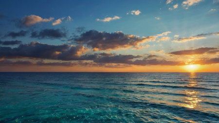 Beautiful sunset over the sea. Panoramic view of the seaの写真素材