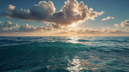Beautiful seascape with blue sky and clouds. Panoramic view.