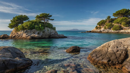 Panoramic view of the beautiful coastの写真素材