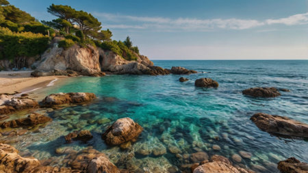 Costa Brava, Catalonia, Spain. Costa Brava is one of the most beautiful beaches in Europe.の写真素材