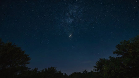 Night sky with stars and milky way. Night sky with stars and moon