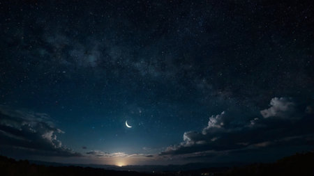 Night sky with stars and milky way. Night sky with stars and moon