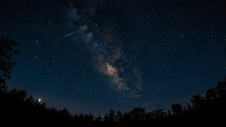 Milky way and stars in the night sky. Long exposure photograph.