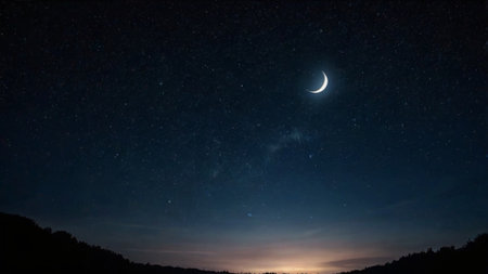 Night sky with stars and the moon.