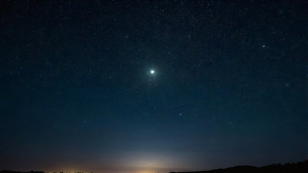 Night sky with stars and milky way. Long exposure photograph.