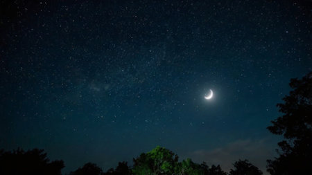 Night sky with stars and milky way. Night sky with stars and moon