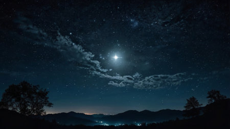 Night sky with stars and moon. Elements of this image furnished by NASA