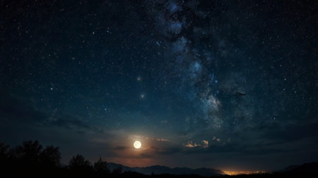 Night sky with stars and milky way.の写真素材