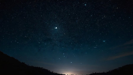 Milky way and stars in the night sky. Long exposure photograph.の写真素材