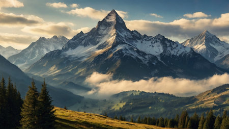 Panoramic view of Matterhorn from Zermatt, Switzerland