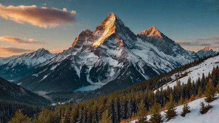 Mountain peak at sunrise.