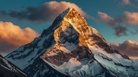 Peak at sunset in Himalayas, Nepal.の写真素材