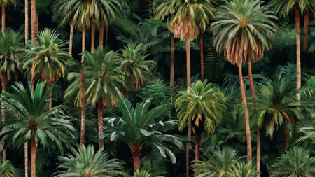 Palm trees in the jungle. Seamless pattern with palm trees.の写真素材