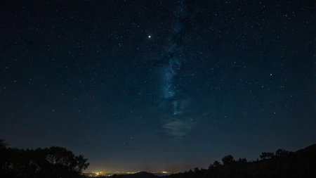 Milky way and stars in the night sky. Long exposure photograph.