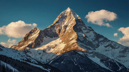 Matterhorn mountain peak with snow in Zermatt, Switzerland