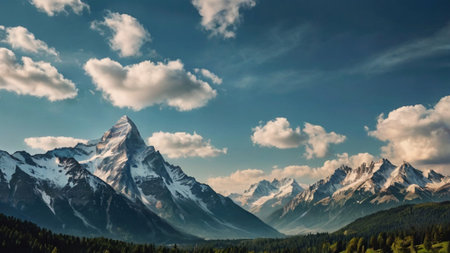 Beautiful panoramic view of Mount Zermatt, Switzerlandの写真素材