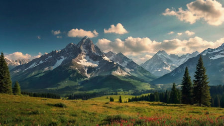 Mountain landscape in the summer. Panoramic view of the mountains.